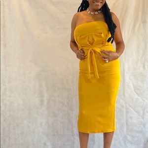 Strapless Mustard Color Dress